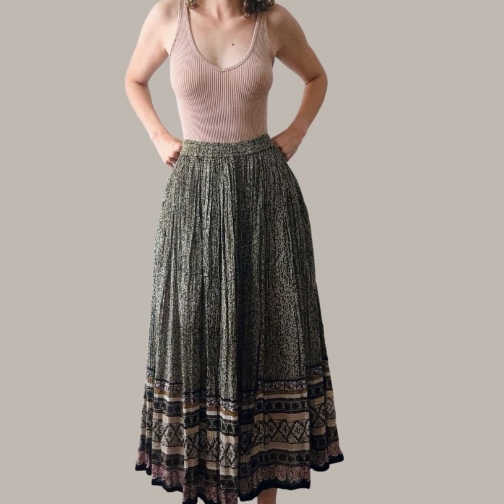Vintage 90’s Y2K Jane Ashley Beaded Pleated Boho Midi Skirt
